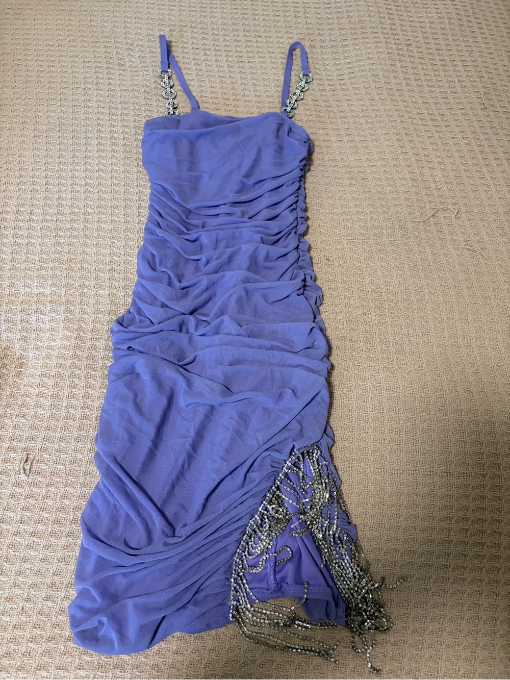 Purple Homecoming Dress with Beaded Fringe